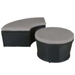 Tectake Bains De Soleil Et Chaises Longues Bain De Soleil Rond Modulable SANTORIN Noir/gris -Fauteuils de jardin Soldes Boutique bain de soleil rond modulable santorin noir gris 2