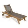 MACABANE Bains De Soleil Et Chaises Longues Bain De Soleil Textilène Couleur Taupe En Teck -Fauteuils de jardin Soldes Boutique bain de soleil textilene couleur taupe en teck