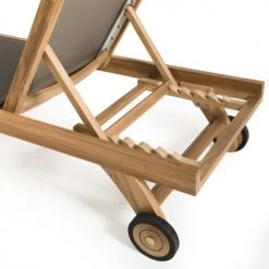 MACABANE Bains De Soleil Et Chaises Longues Bain De Soleil Textilène Couleur Taupe En Teck -Fauteuils de jardin Soldes Boutique bain de soleil textilene couleur taupe en teck 3