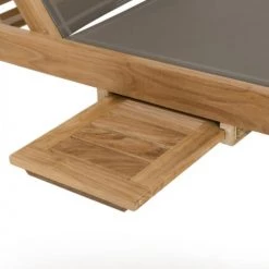 MACABANE Bains De Soleil Et Chaises Longues Bain De Soleil Textilène Couleur Taupe En Teck -Fauteuils de jardin Soldes Boutique bain de soleil textilene couleur taupe en teck 4