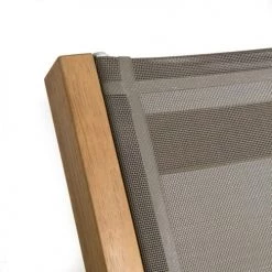 MACABANE Bains De Soleil Et Chaises Longues Bain De Soleil Textilène Couleur Taupe En Teck -Fauteuils de jardin Soldes Boutique bain de soleil textilene couleur taupe en teck 5