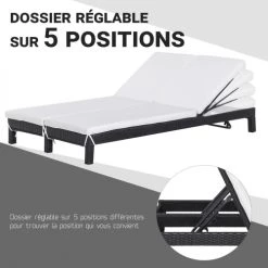 Outsunny Bains De Soleil Et Chaises Longues Bain De Soleil Transat 2 Places Grand Confort Matelas Inclus 12 Outsunny Bains De Soleil Et Chaises Longues Bain De Soleil Transat 2 Places Grand Confort Matelas Inclus -Fauteuils de jardin Soldes Boutique bain de soleil transat 2 places grand confort matelas inclus 4