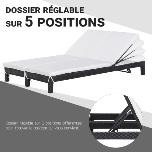 Outsunny Bains De Soleil Et Chaises Longues Bain De Soleil Transat 2 Places Grand Confort Matelas Inclus 7 Outsunny Bains De Soleil Et Chaises Longues Bain De Soleil Transat 2 Places Grand Confort Matelas Inclus – Image 5