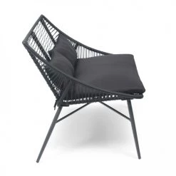 Oviala Fauteuils De Jardin Canapé En Acier Noir -Fauteuils de jardin Soldes Boutique canape en acier noir 2