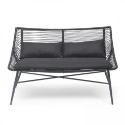 Oviala Fauteuils De Jardin Canapé En Acier Noir -Fauteuils de jardin Soldes Boutique canape en acier noir 4