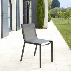 Arcane Chaises De Jardin Chaise Aluminium Et Textilène Empilable Gris Anthracite -Fauteuils de jardin Soldes Boutique chaise aluminium et textilene empilable gris anthracite 2