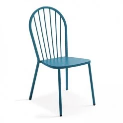 Oviala Chaises De Jardin Chaise Bistrot En Métal Bleu Pacific