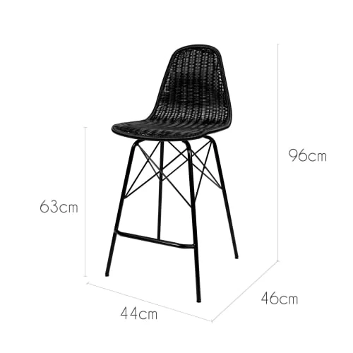 Rendez Vous Déco Chaises De Jardin Chaise De Bar 63 Cm En Résine Tressé Noire (lot De 2) 6 Rendez Vous Déco Chaises De Jardin Chaise De Bar 63 Cm En Résine Tressé Noire (lot De 2) – Image 4
