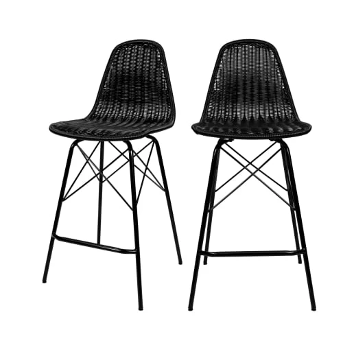 Rendez Vous Déco Chaises De Jardin Chaise De Bar 63 Cm En Résine Tressé Noire (lot De 2) 3 Rendez Vous Déco Chaises De Jardin Chaise De Bar 63 Cm En Résine Tressé Noire (lot De 2)
