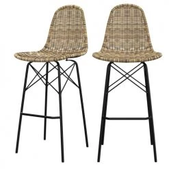 Rendez Vous Déco Chaises De Jardin Chaise De Bar 76 Cm En Résine Tressée Beige (lot De 2)