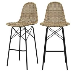 Rendez Vous Déco Chaises De Jardin Chaise De Bar 76 Cm En Résine Tressée Noire (lot De 2) -Fauteuils de jardin Soldes Boutique chaise de bar 76 cm en resine tressee beige lot de 2 5