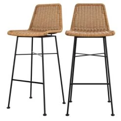Rendez Vous Déco Chaises De Jardin Chaise De Bar 76 Cm En Résine Tressée Noire (lot De 2) 12 Rendez Vous Déco Chaises De Jardin Chaise De Bar 76 Cm En Résine Tressée Noire (lot De 2) -Fauteuils de jardin Soldes Boutique chaise de bar 76 cm en resine tressee marron x2 5
