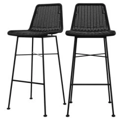 Rendez Vous Déco Chaises De Jardin Chaise De Bar 76 Cm En Résine Tressée Marron (x2) -Fauteuils de jardin Soldes Boutique chaise de bar 76 cm en resine tressee noire lot de 2 1