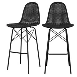 Rendez Vous Déco Chaises De Jardin Chaise De Bar 76 Cm En Résine Tressée Noire (lot De 2) -Fauteuils de jardin Soldes Boutique chaise de bar 76 cm en resine tressee noire lot de 2 12