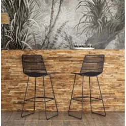 Now’s Home Chaises De Jardin Chaise De Bar D'extérieur Tressée En Polypropylène Et Métal Noir -Fauteuils de jardin Soldes Boutique chaise de bar d exterieur tressee en polypropylene et metal noir 4