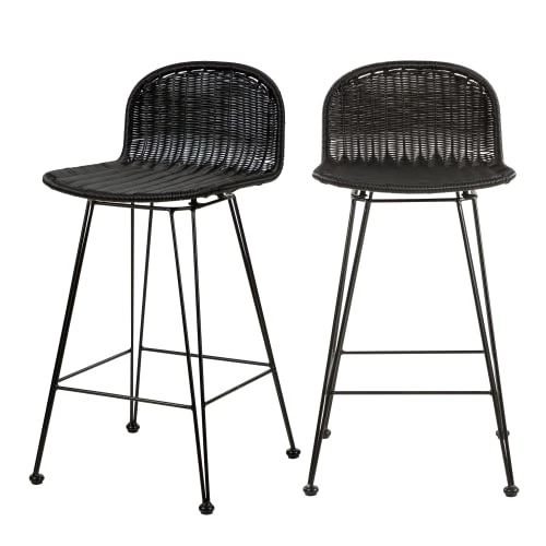 Rendez Vous Déco Chaises De Jardin Chaise De Bar Mi-hauteur 63 Cm En Résine Tressée Noire (x2) 3 Rendez Vous Déco Chaises De Jardin Chaise De Bar Mi-hauteur 63 Cm En Résine Tressée Noire (x2)
