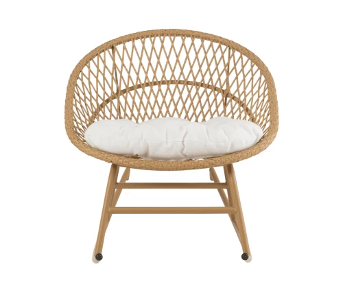 Meubles & Design Fauteuils De Jardin Chaise De Jardin à Bascule Effet Rotin Avec Coussin Blanc 4 Meubles & Design Fauteuils De Jardin Chaise De Jardin à Bascule Effet Rotin Avec Coussin Blanc – Image 2