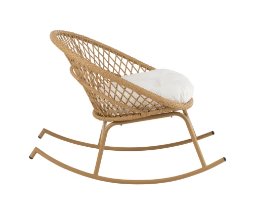 Meubles & Design Fauteuils De Jardin Chaise De Jardin à Bascule Effet Rotin Avec Coussin Blanc 5 Meubles & Design Fauteuils De Jardin Chaise De Jardin à Bascule Effet Rotin Avec Coussin Blanc – Image 3