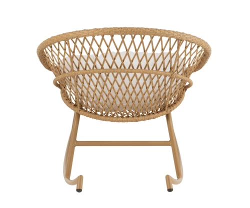 Meubles & Design Fauteuils De Jardin Chaise De Jardin à Bascule Effet Rotin Avec Coussin Blanc 6 Meubles & Design Fauteuils De Jardin Chaise De Jardin à Bascule Effet Rotin Avec Coussin Blanc – Image 4