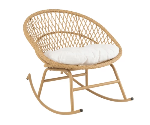 Meubles & Design Fauteuils De Jardin Chaise De Jardin à Bascule Effet Rotin Avec Coussin Blanc 3 Meubles & Design Fauteuils De Jardin Chaise De Jardin à Bascule Effet Rotin Avec Coussin Blanc