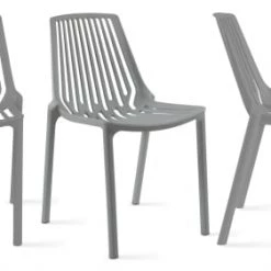 Oviala Chaises De Jardin Chaise De Jardin Ajourée En Plastique Gris -Fauteuils de jardin Soldes Boutique chaise de jardin ajouree en plastique gris 4