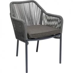 Kare Design Chaises De Jardin Chaise De Jardin Avec Accoudoirs En Alu Et Polyéthylène Gris -Fauteuils de jardin Soldes Boutique chaise de jardin avec accoudoirs en alu et polyethylene gris 4