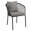 Gescova Chaises De Jardin Chaise De Jardin Avec Accoudoirs En Alu Noir Et Oléfine Grise -Fauteuils de jardin Soldes Boutique chaise de jardin avec accoudoirs en alu noir et olefine grise