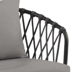 Gescova Chaises De Jardin Chaise De Jardin Avec Accoudoirs En Alu Noir Et Oléfine Grise -Fauteuils de jardin Soldes Boutique chaise de jardin avec accoudoirs en alu noir et olefine grise 2