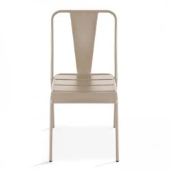 Oviala Chaises De Jardin Chaise De Jardin Bistrot En Métal Taupe -Fauteuils de jardin Soldes Boutique chaise de jardin bistrot en metal taupe 3