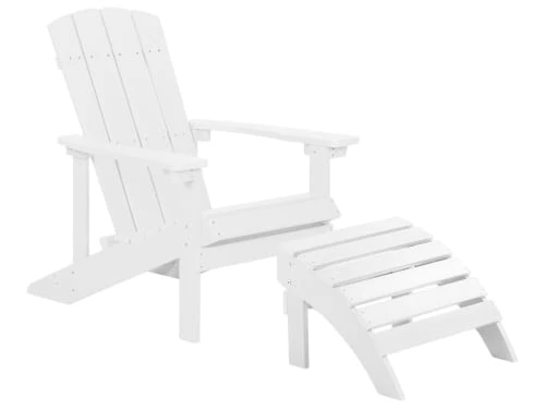 Beliani Fauteuils De Jardin Chaise De Jardin Blanche Avec Repose-pieds 3 Beliani Fauteuils De Jardin Chaise De Jardin Blanche Avec Repose-pieds
