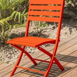 Dcb Garden Chaises De Jardin Chaise De Jardin En Aluminium Orange -Fauteuils de jardin Soldes Boutique chaise de jardin en aluminium orange 2