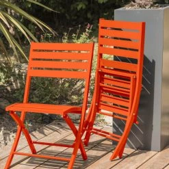 Dcb Garden Chaises De Jardin Chaise De Jardin En Aluminium Orange -Fauteuils de jardin Soldes Boutique chaise de jardin en aluminium orange 3