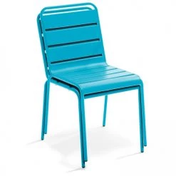 Oviala Chaises De Jardin Chaise De Jardin En Métal Bleu -Fauteuils de jardin Soldes Boutique chaise de jardin en metal bleu 2