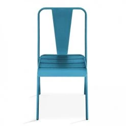 Oviala Chaises De Jardin Chaise De Jardin En Métal Bleu Pacific -Fauteuils de jardin Soldes Boutique chaise de jardin en metal bleu pacific 3