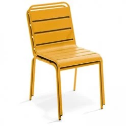 Oviala Chaises De Jardin Chaise De Jardin En Métal Jaune -Fauteuils de jardin Soldes Boutique chaise de jardin en metal jaune 2