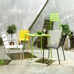 Oviala Chaises De Jardin Chaise De Jardin En Métal Jaune -Fauteuils de jardin Soldes Boutique chaise de jardin en metal jaune 3