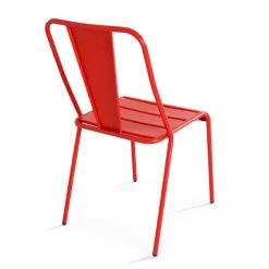 Oviala Chaises De Jardin Chaise De Jardin En Métal Rouge -Fauteuils de jardin Soldes Boutique chaise de jardin en metal rouge 1