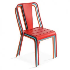 Oviala Chaises De Jardin Chaise De Jardin En Métal Rouge -Fauteuils de jardin Soldes Boutique chaise de jardin en metal rouge 5