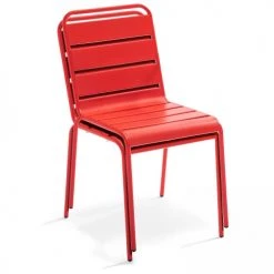 Oviala Chaises De Jardin Chaise De Jardin En Métal Rouge -Fauteuils de jardin Soldes Boutique chaise de jardin en metal rouge 8