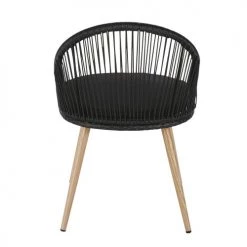 Maisons Du Monde Chaises De Jardin Chaise De Jardin En Résine Tressée Noire Et Métal Imitation Bois -Fauteuils de jardin Soldes Boutique chaise de jardin en resine tressee noire et metal imitation bois 1000 14 8 208944 3