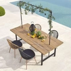 Maisons Du Monde Chaises De Jardin Chaise De Jardin En Résine Tressée Noire Et Métal Imitation Bois -Fauteuils de jardin Soldes Boutique chaise de jardin en resine tressee noire et metal imitation bois 1000 14 8 208944 7