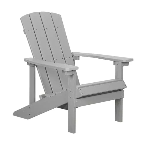 Beliani Fauteuils De Jardin Chaise De Jardin Gris Clair Avec Repose-pieds 5 Beliani Fauteuils De Jardin Chaise De Jardin Gris Clair Avec Repose-pieds – Image 3
