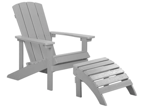 Beliani Fauteuils De Jardin Chaise De Jardin Gris Clair Avec Repose-pieds 3 Beliani Fauteuils De Jardin Chaise De Jardin Gris Clair Avec Repose-pieds