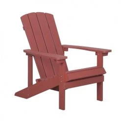 Beliani Fauteuils De Jardin Chaise De Jardin Rouge Avec Repose-pieds -Fauteuils de jardin Soldes Boutique chaise de jardin rouge avec repose pieds 2