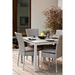 Kok Maison Chaises De Jardin Chaise De Jardin Tressée En Résine Gris -Fauteuils de jardin Soldes Boutique chaise de jardin tressee en resine gris 1