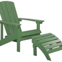 Beliani Fauteuils De Jardin Chaise De Jardin Vert Foncé Avec Repose-pieds