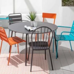 Oviala Chaises De Jardin Chaise En Acier Anthracite -Fauteuils de jardin Soldes Boutique chaise en acier anthracite 1