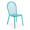 Oviala Chaises De Jardin Chaise En Acier Bleu -Fauteuils de jardin Soldes Boutique chaise en acier bleu