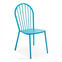 Oviala Chaises De Jardin Chaise En Acier Bleu -Fauteuils de jardin Soldes Boutique chaise en acier bleu