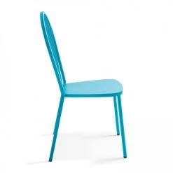 Oviala Chaises De Jardin Chaise En Acier Bleu -Fauteuils de jardin Soldes Boutique chaise en acier bleu 3